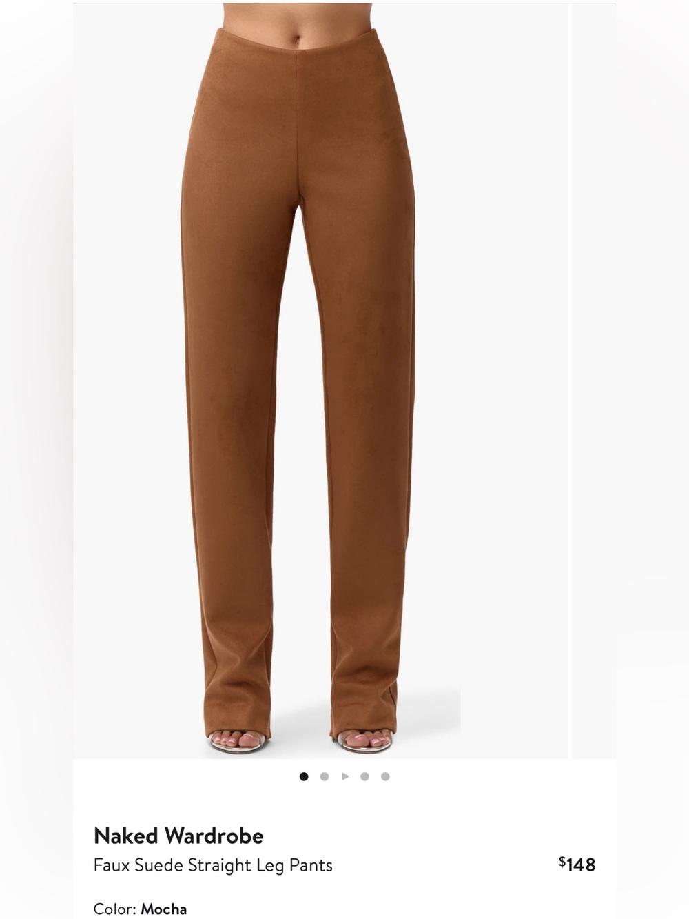 naked wardrobe Mocha Faux Suede Straight Leg Pants